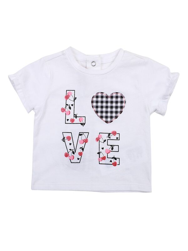 Girls White & Pink Typography T-Shirt image number 0